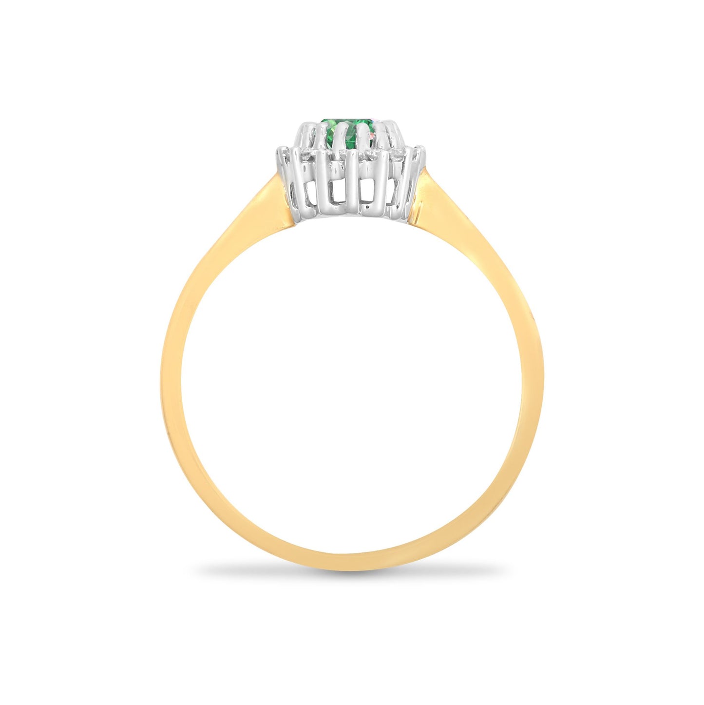 9ct Gold  Diamond Green Emerald Classic Royal Cluster Ring 9mm - 9R406