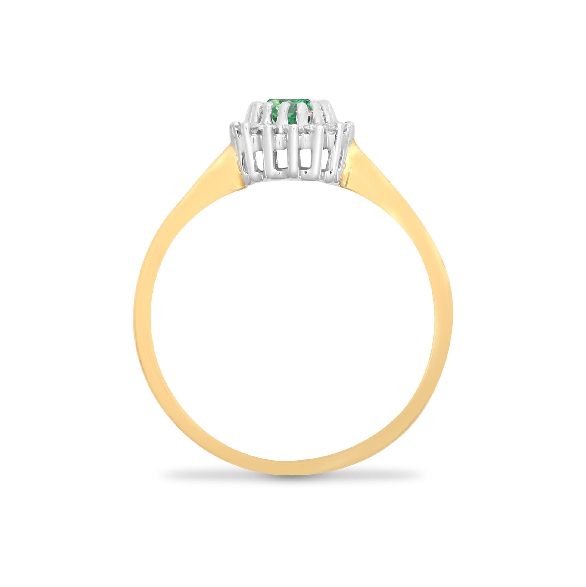9ct Gold  Diamond Green Emerald Classic Royal Cluster Ring 9mm - 9R406