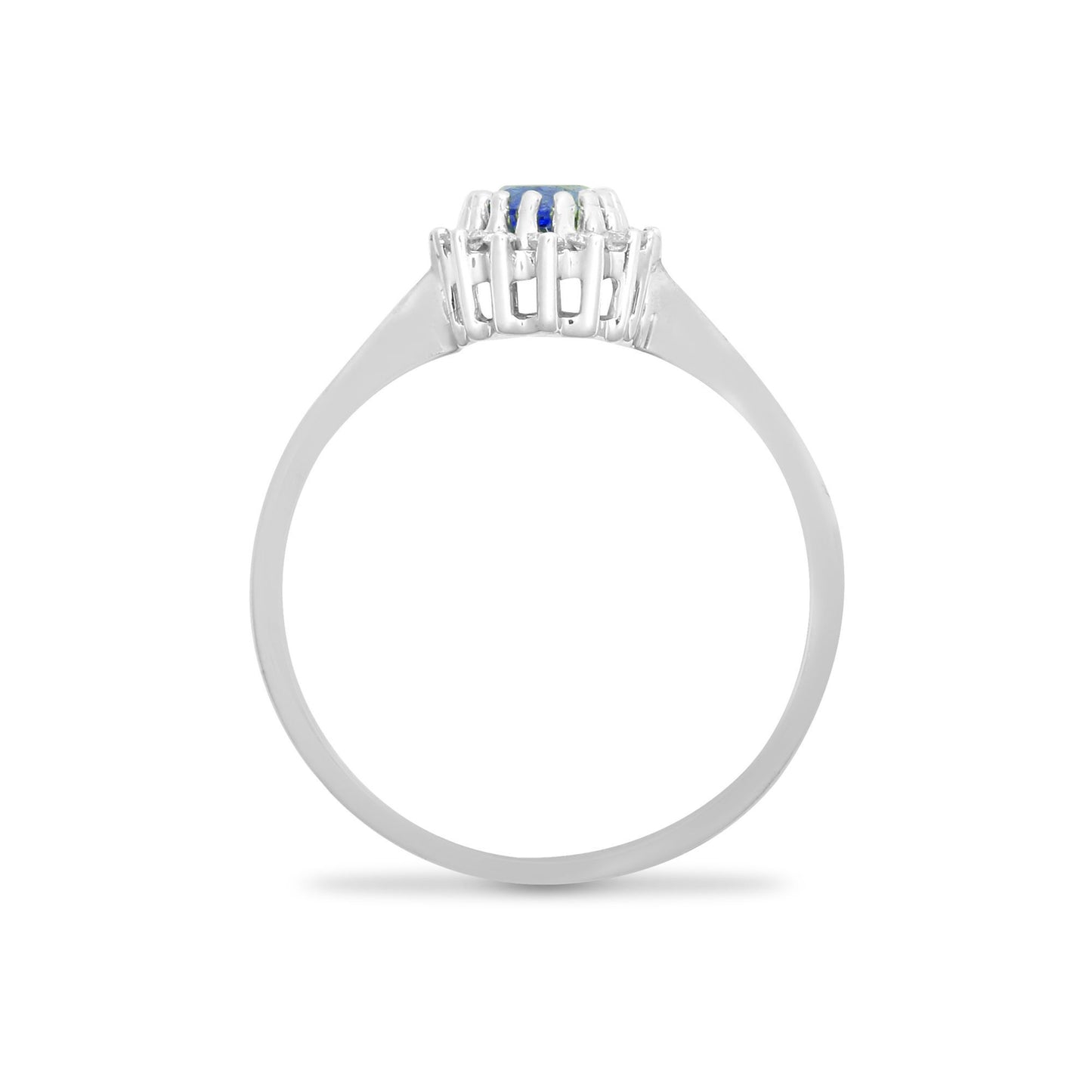 9ct White Gold  Diamond Sapphire Classic Royal Cluster Ring 9mm - 9R411
