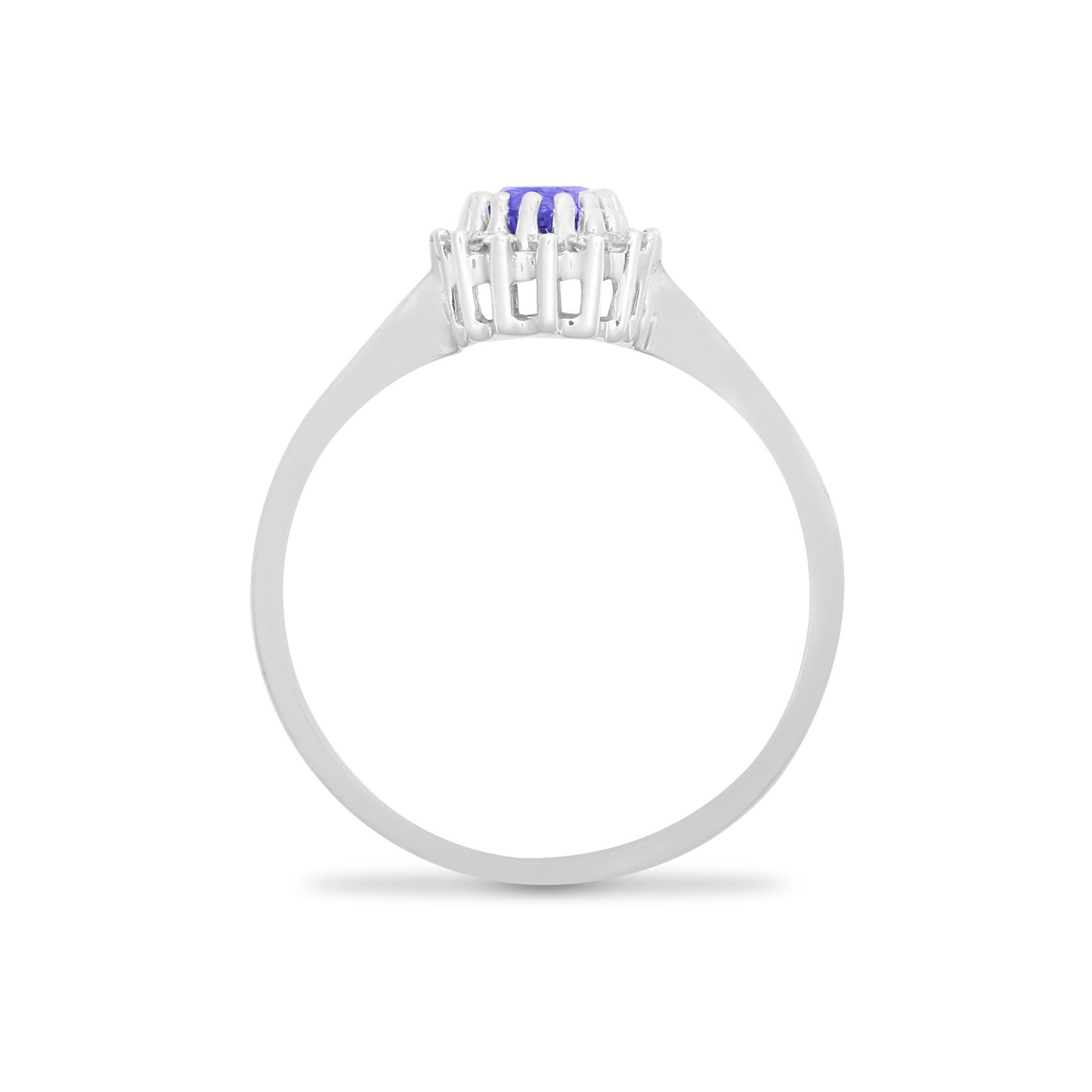 9ct White Gold  Diamond Tanzanite Classic Royal Cluster Ring 9mm - 9R413