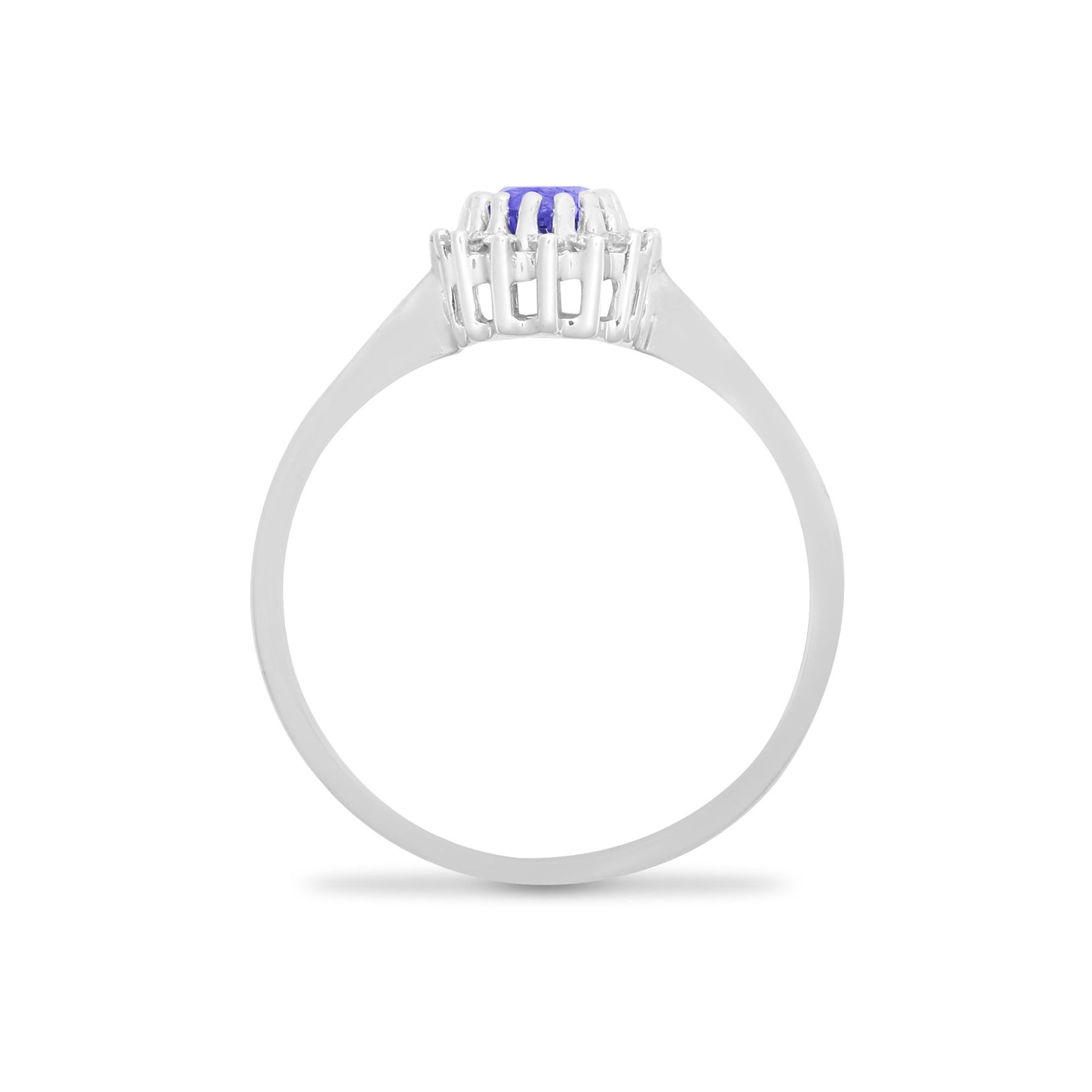 9ct White Gold  Diamond Tanzanite Classic Royal Cluster Ring 9mm - 9R413