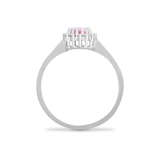 9ct White Gold  Diamond Pink Sapphire Royal Cluster Ring 9mm - 9R414