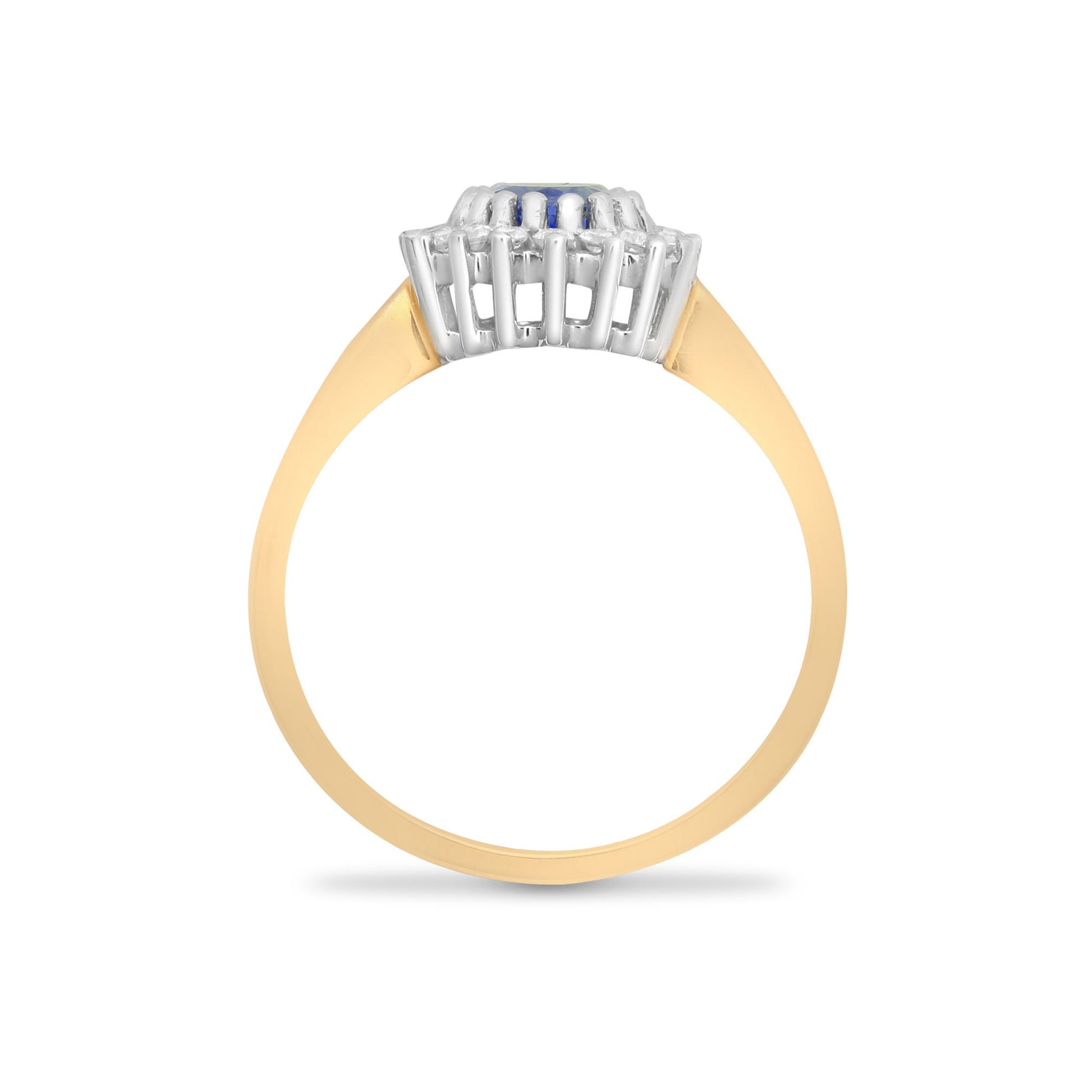 9ct Gold  Diamond Blue Sapphire Classic Royal Cluster Ring 11mm - 9R421