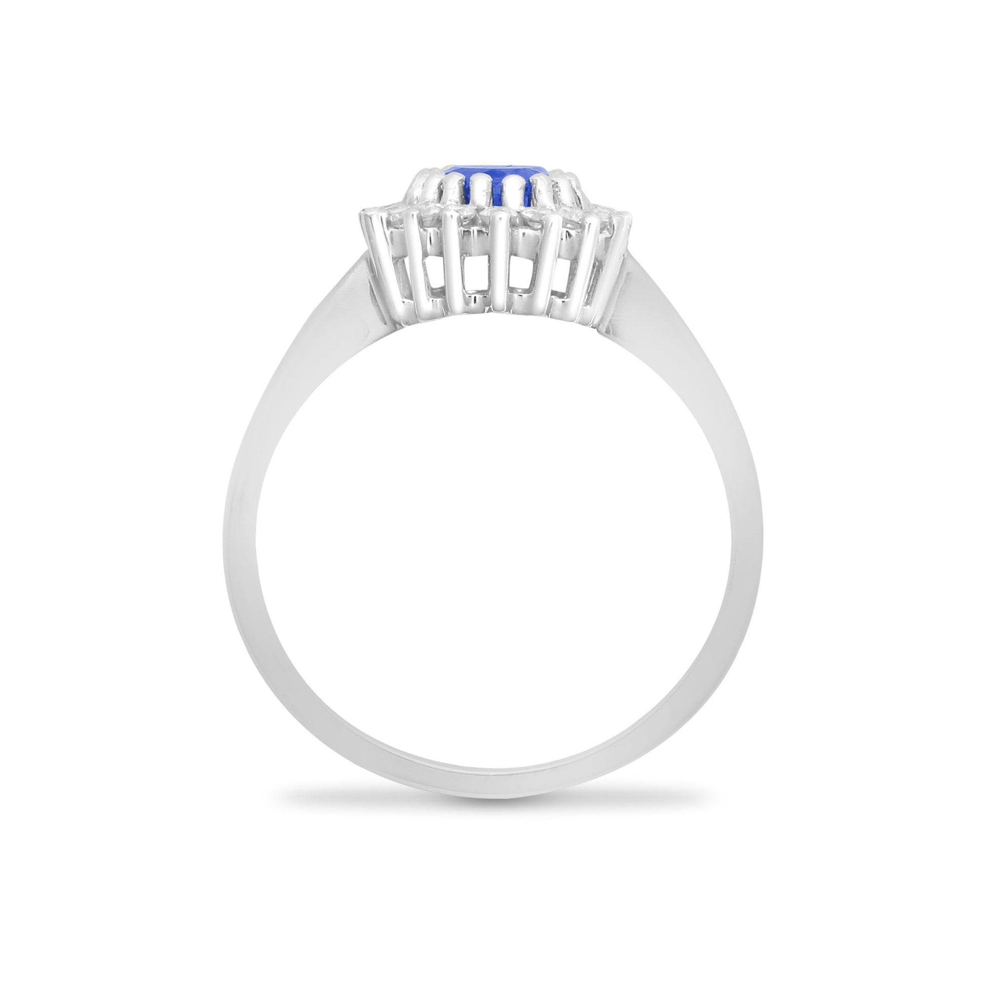 9ct White Gold  Diamond Sapphire Classic Royal Cluster Ring 11mm - 9R431