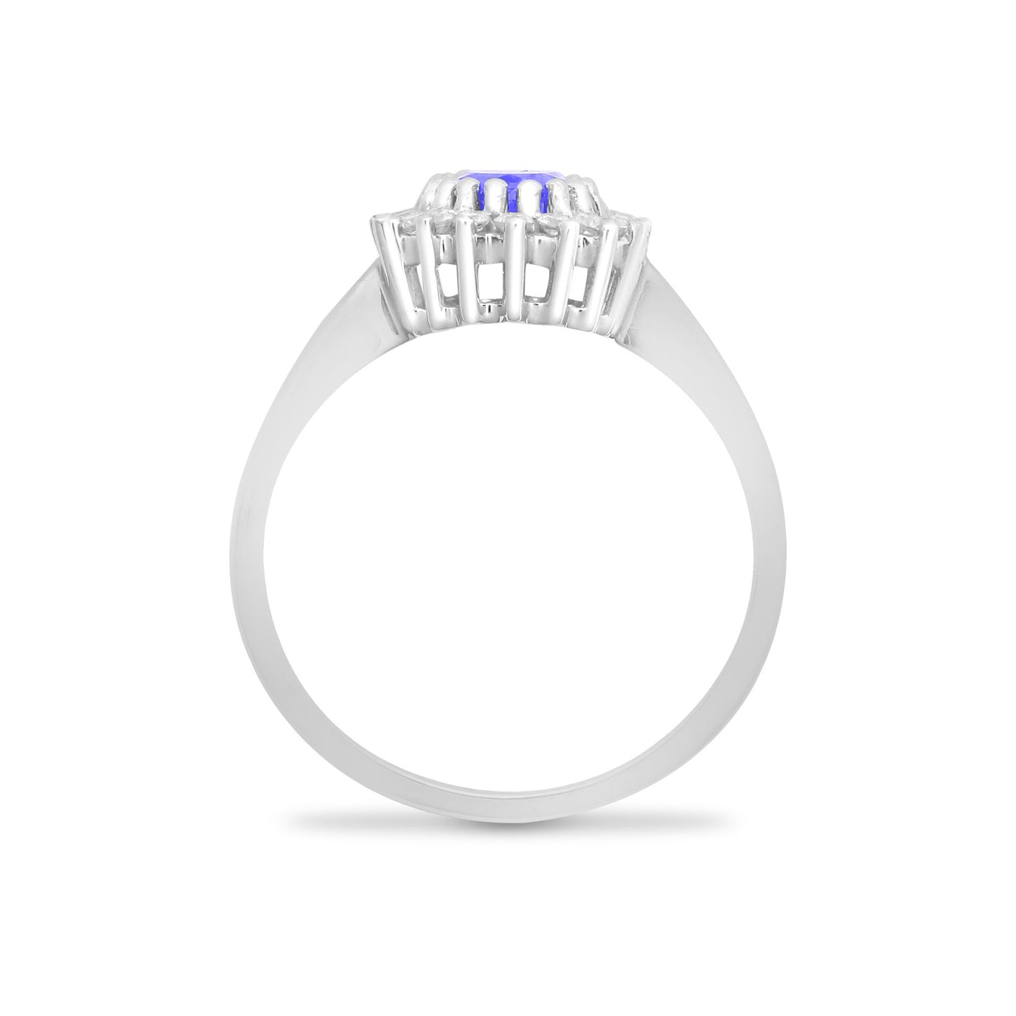 9ct White Gold  Diamond Tanzanite Classic Royal Cluster Ring 11mm - 9R433