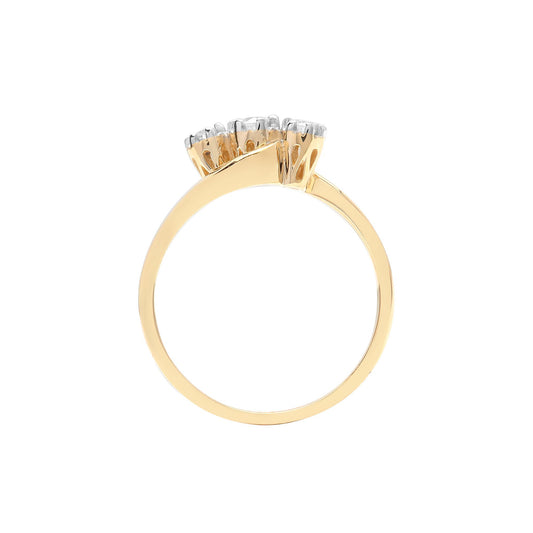 9ct Gold  0.25ct Diamond Crossover Trilogy Ring 6mm - 9R471