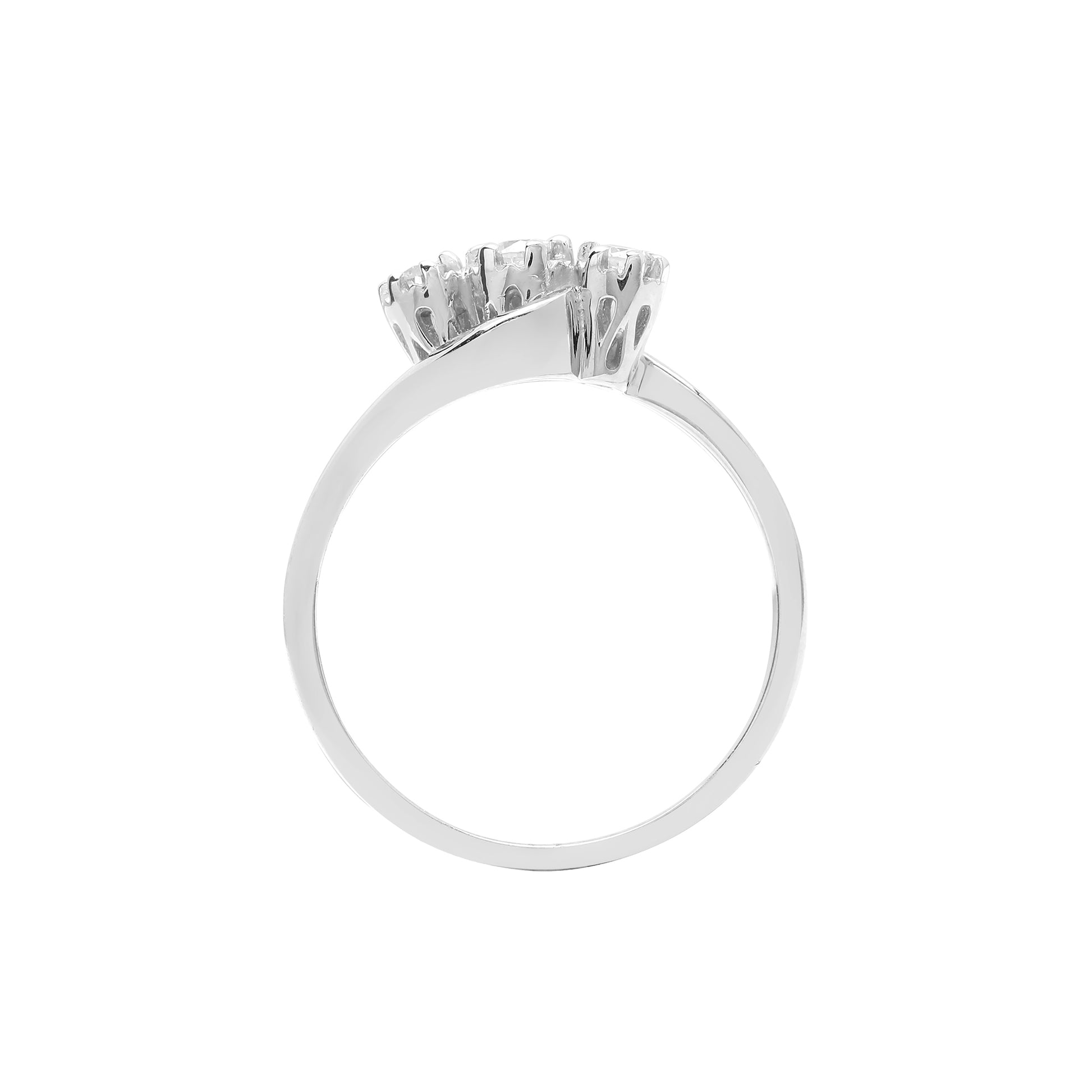 9ct White Gold  0.25ct Diamond Crossover Trilogy Ring 6mm - 9R472