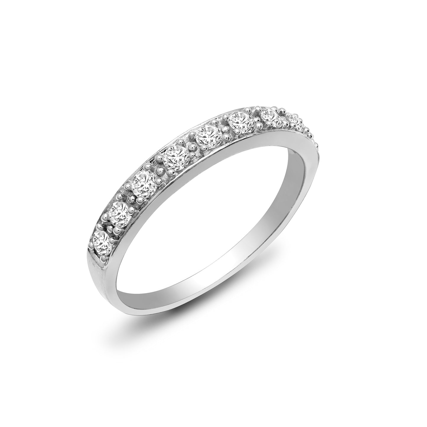 9ct White Gold  Diamond Smooth Pave Half Eternity Ring 2.5mm - 9R480