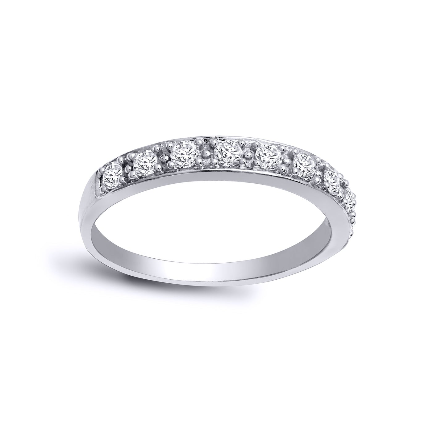 9ct White Gold  Diamond Smooth Pave Half Eternity Ring 2.5mm - 9R480