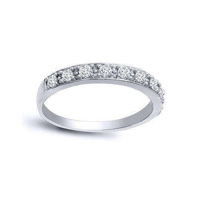 9ct White Gold  Diamond Smooth Pave Half Eternity Ring 2.5mm - 9R480