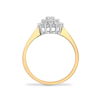 9ct Gold  0.27ct Diamond Larged Domed Classic Cluster Ring 8mm - 9R490