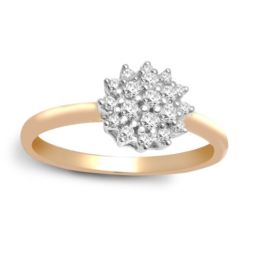9ct Gold  0.27ct Diamond Larged Domed Classic Cluster Ring 8mm - 9R490