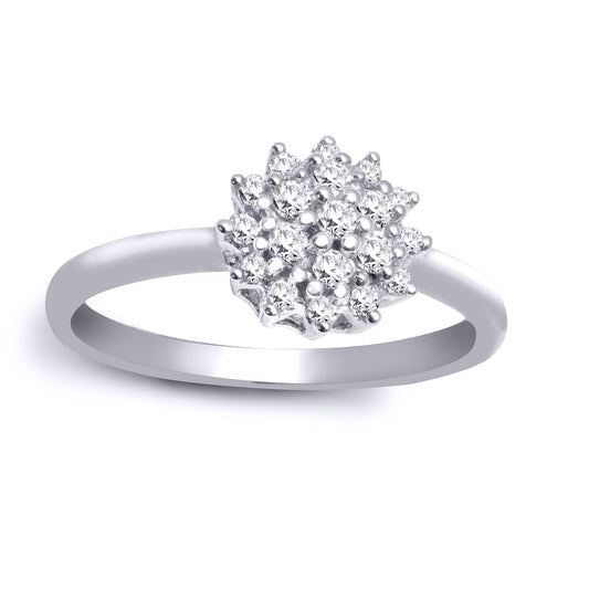 9ct White Gold 0.27ct Diamond Domed Classic Cluster Ring 8mm - 9R491