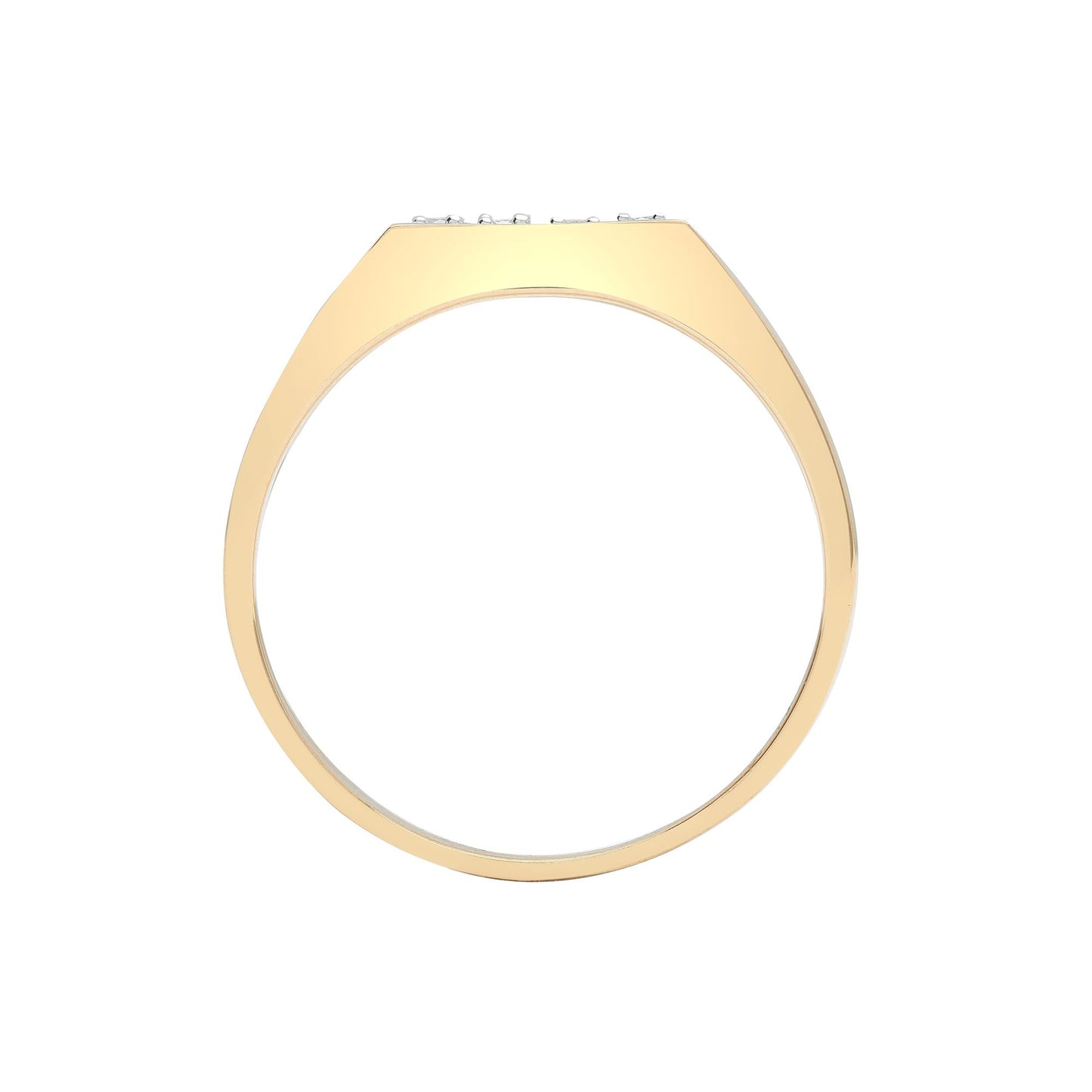 Mens 9ct Gold  0.25ct Diamond Square Cluster Signet Ring 11mm - 9R515