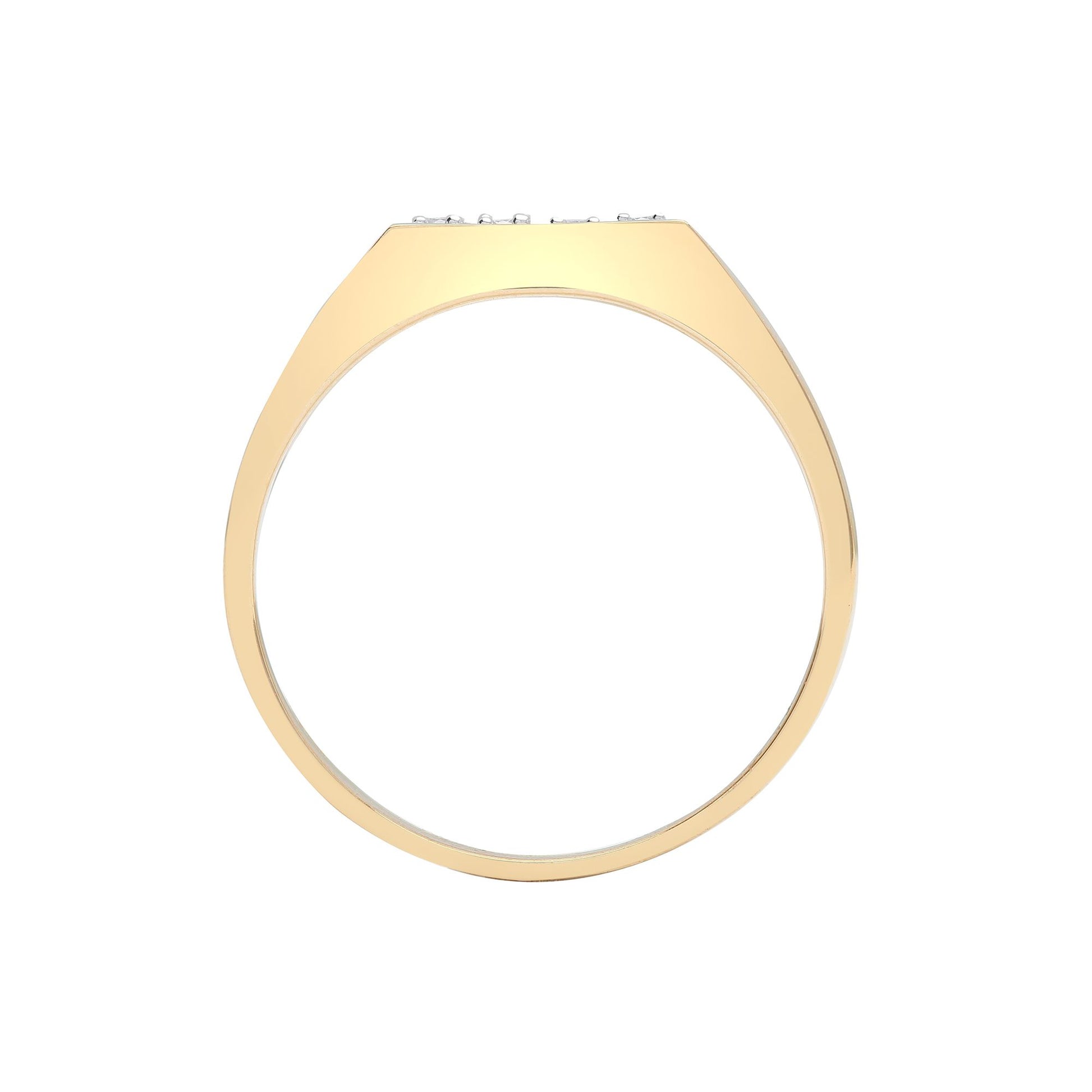 Mens 9ct Gold  0.25ct Diamond Square Cluster Signet Ring 11mm - 9R515