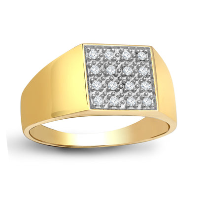 Mens 9ct Gold  0.25ct Diamond Square Cluster Signet Ring 11mm - 9R515