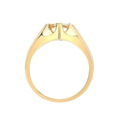 Mens 9ct Gold  0.2ct Diamond Gypsy Solitaire Ring 9mm - 9R525