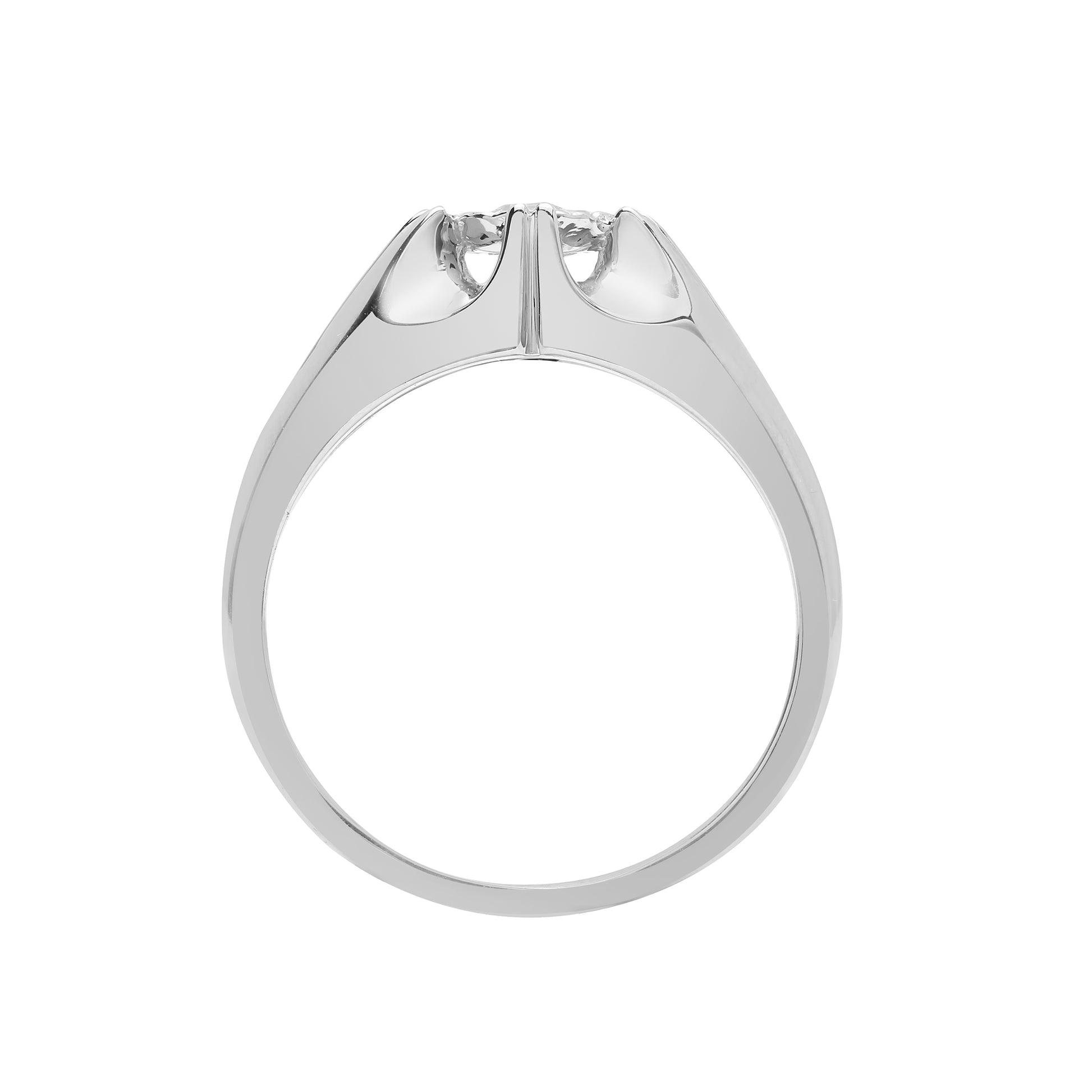 Mens 9ct White Gold  0.2ct Diamond Gypsy Solitaire Ring 9mm - 9R526