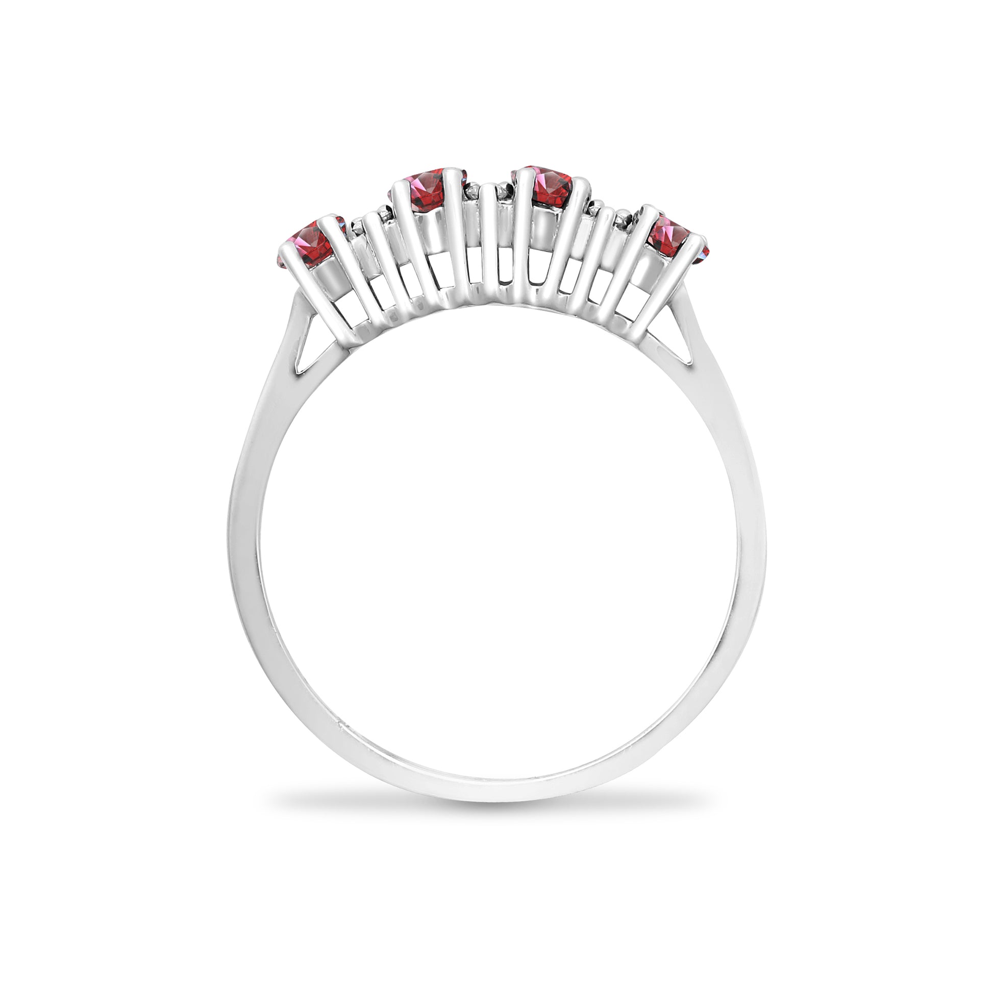 9ct White Gold  Diamond Red Ruby Quadrilogy Eternity Ring 4mm - 9R529