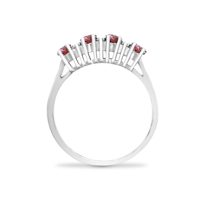 9ct White Gold  Diamond Red Ruby Quadrilogy Eternity Ring 4mm - 9R529