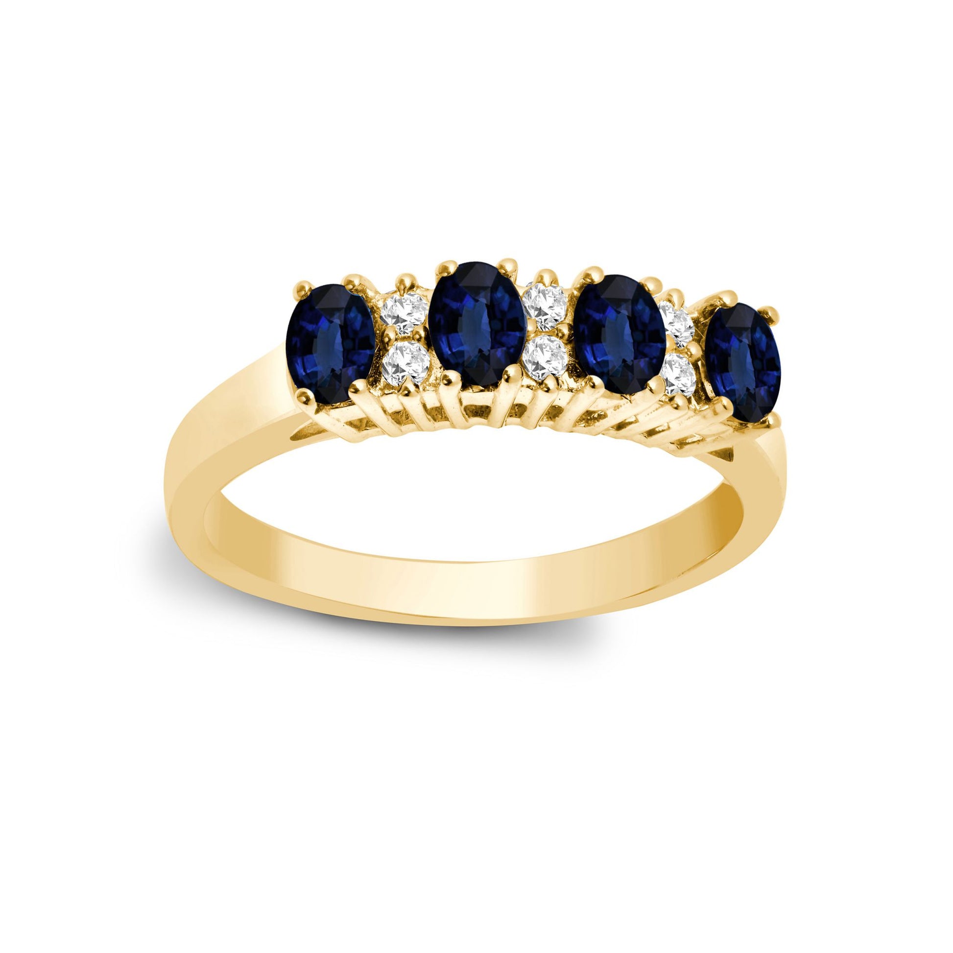 9ct Gold  Diamond Blue Sapphire Quadrilogy Eternity Ring 4mm - 9R530