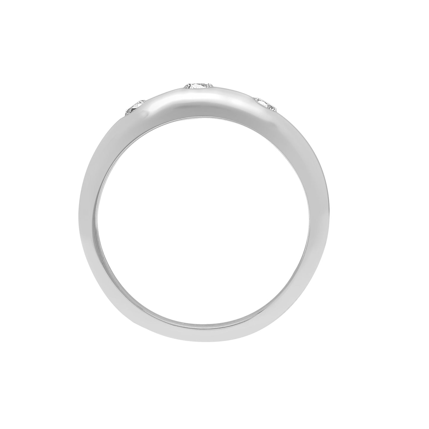 Mens 9ct White Gold  0.33ct Diamond Domed Band Trilogy Ring 7mm - 9R531