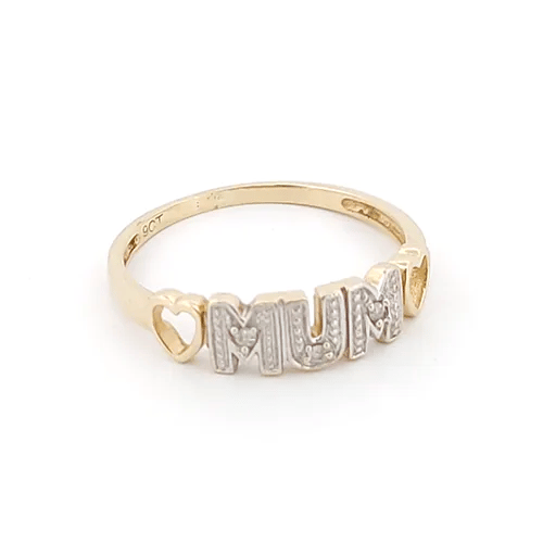 9ct Gold  0.02ct Diamond MUM Identity Ring 4.5mm - 9R535