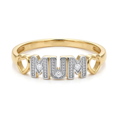 9ct Gold  0.02ct Diamond MUM Identity Ring 4.5mm - 9R535