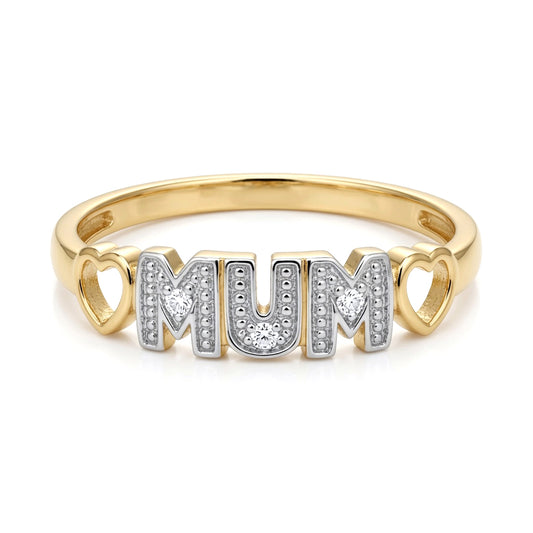 9ct Gold  0.02ct Diamond MUM Identity Ring 4.5mm - 9R535