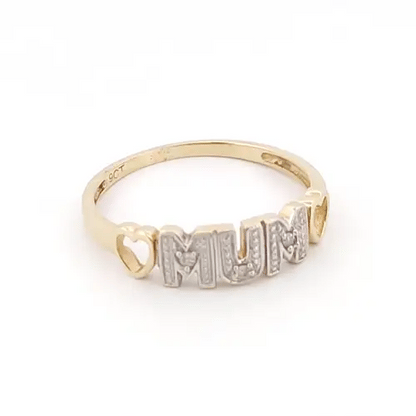 9ct Gold  0.02ct Diamond MUM Identity Ring 4.5mm - 9R535