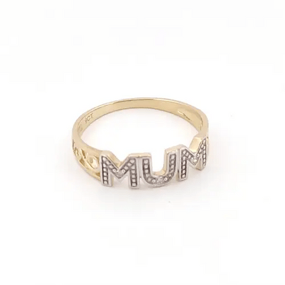 9ct Gold  0.02ct Diamond MUM Identity Ring 5mm - 9R536
