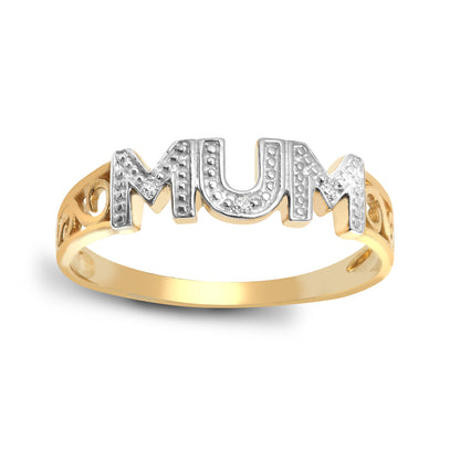 9ct Gold  0.02ct Diamond MUM Identity Ring 5mm - 9R536