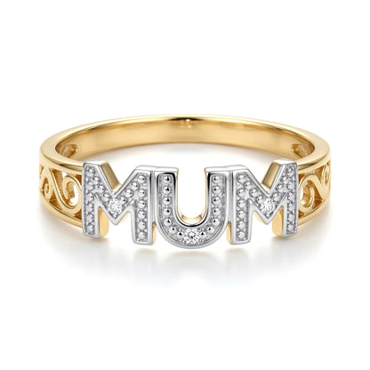 9ct Gold  0.02ct Diamond MUM Identity Ring 5mm - 9R536