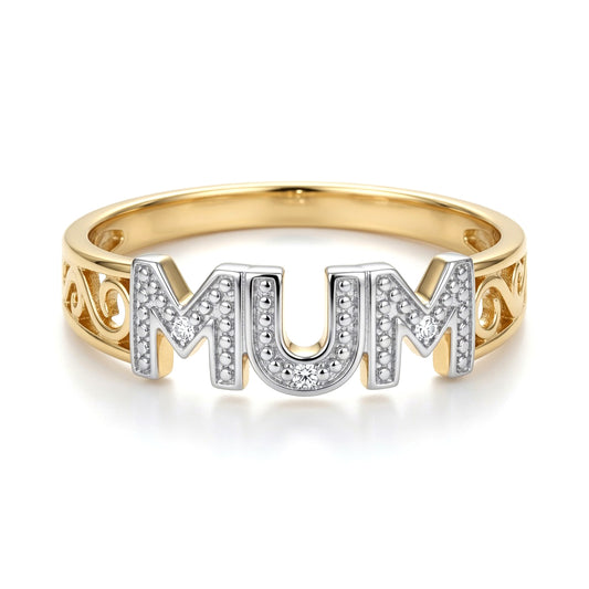 9ct Gold  0.02ct Diamond MUM Identity Ring 5mm - 9R536