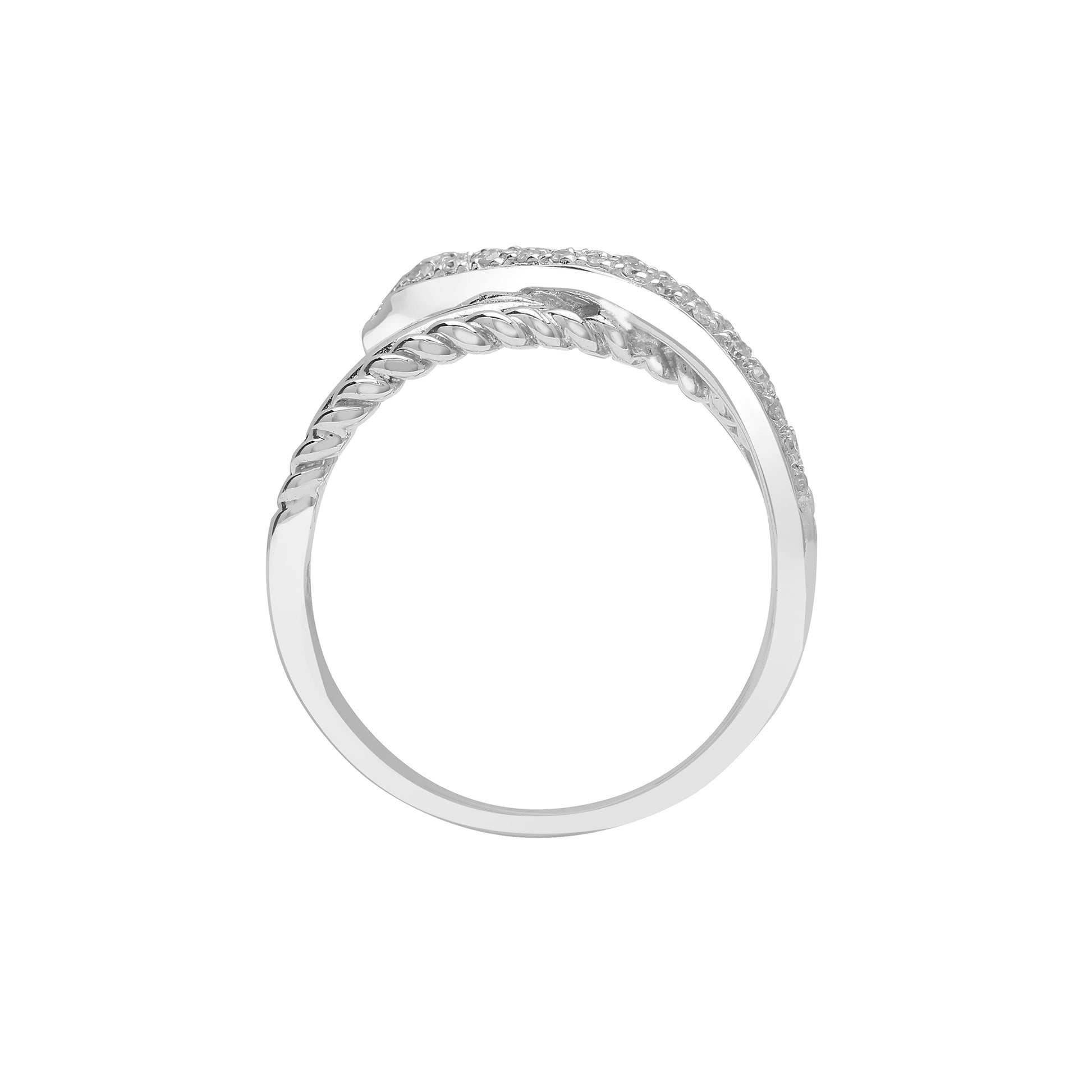 9ct White Gold  0.26ct Diamond Rope Snake Half Eternity Ring 10mm - 9R542