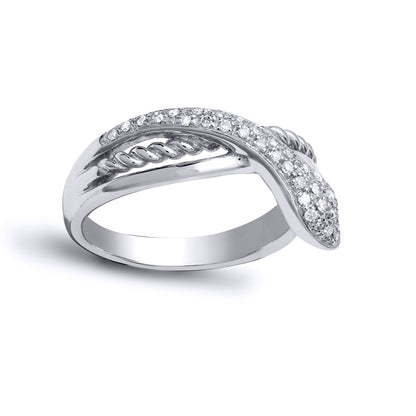 9ct White Gold  0.26ct Diamond Rope Snake Half Eternity Ring 10mm - 9R542