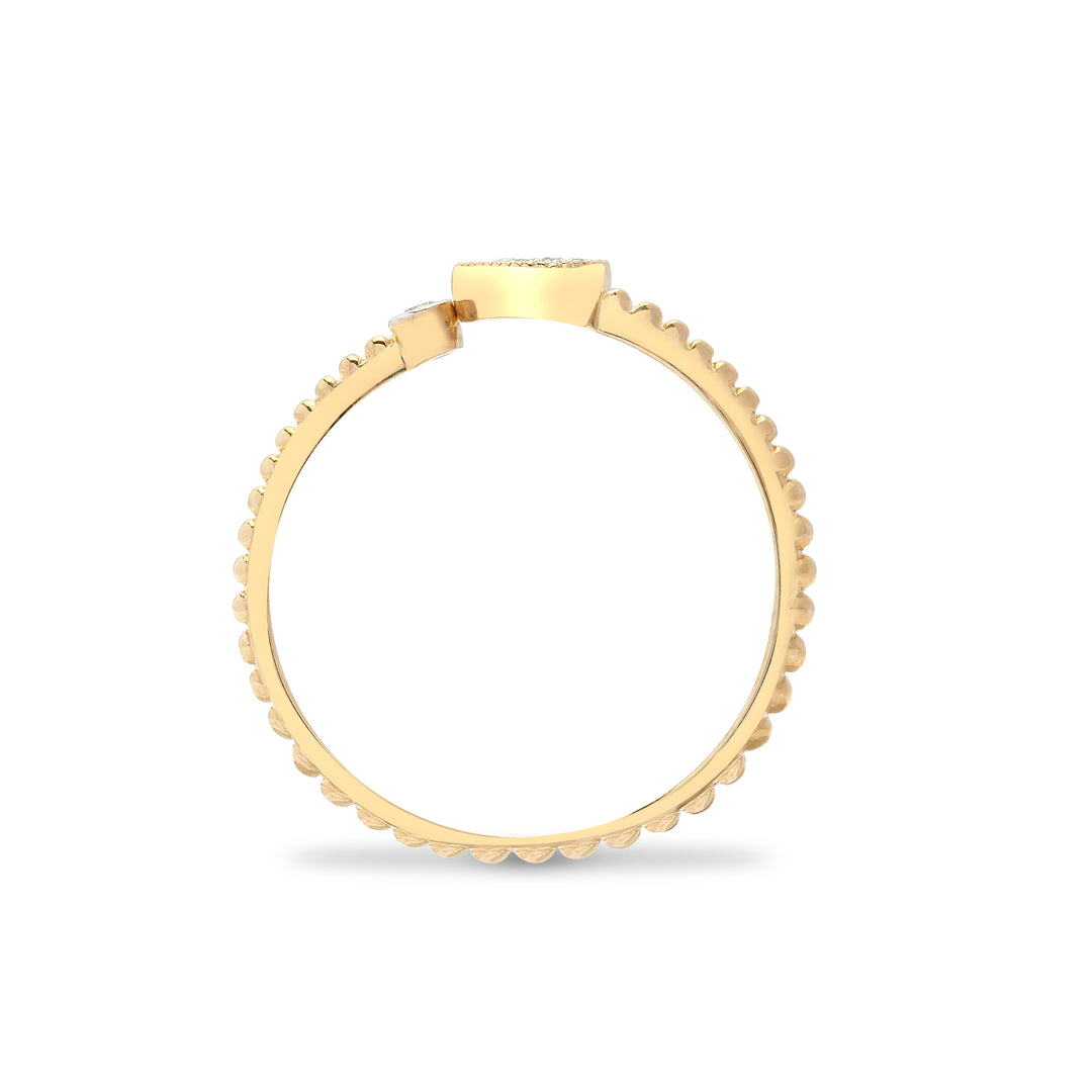 9ct Gold  Diamond Beaded Love Heart Arrow Cluster Ring 5.5mm - 9R610