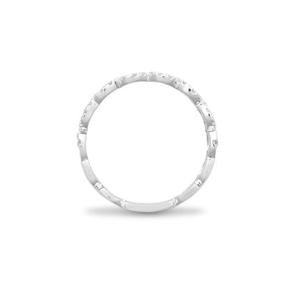 9ct White Gold  0.6ct Diamond Love Heart Zig Zag Eternity Ring 8mm - 9R637