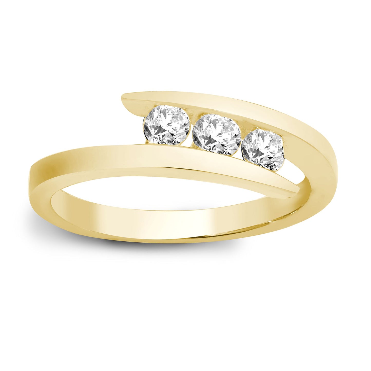 9ct Gold  0.5ct Diamond Crossover Wrap Trilogy Ring 6mm - 9R641