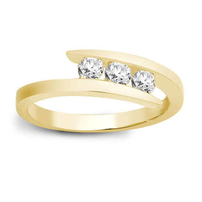 9ct Gold  0.5ct Diamond Crossover Wrap Trilogy Ring 6mm - 9R641