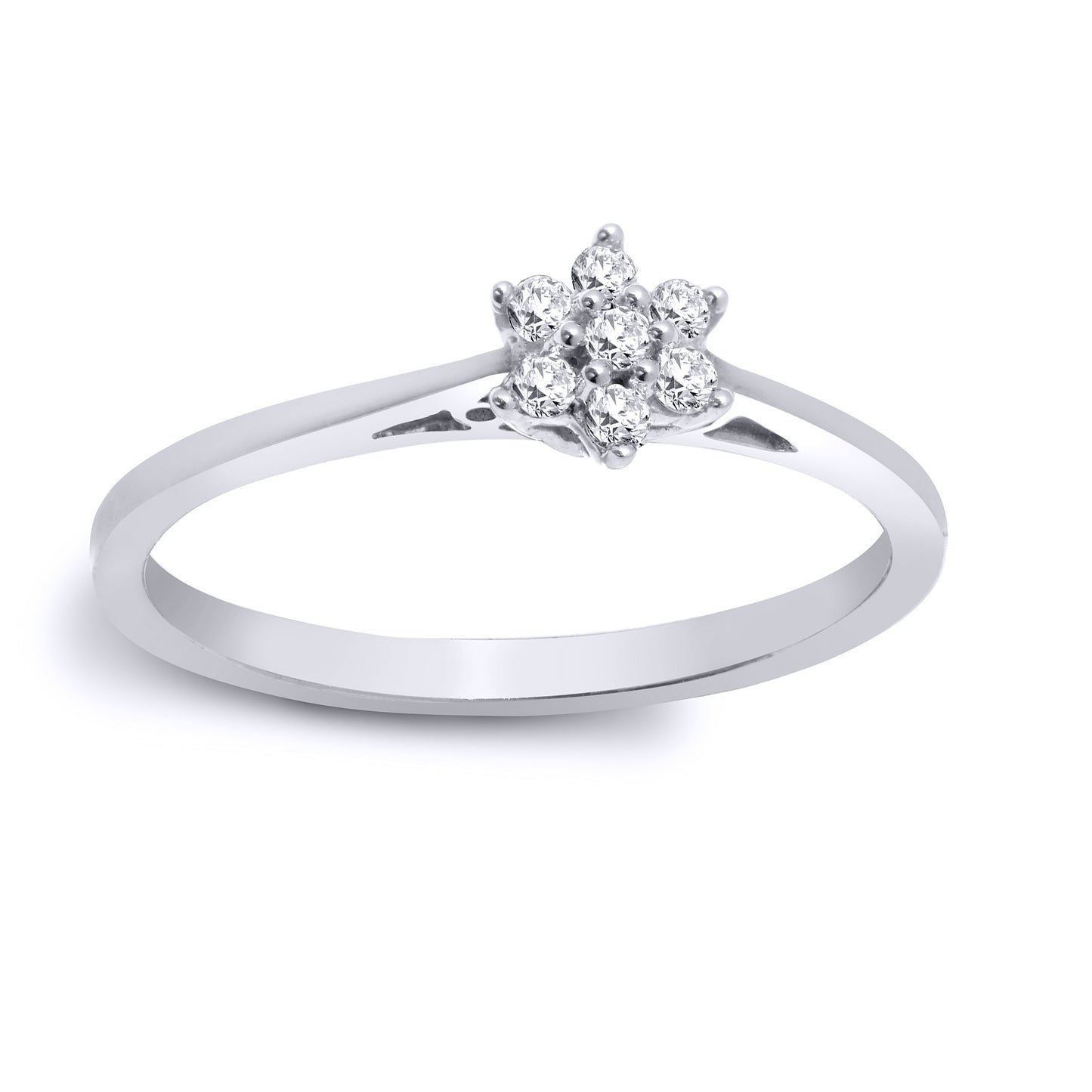 9ct White Gold  0.1ct Diamond 7 Stone Daisy Cluster Ring 5mm - 9R643