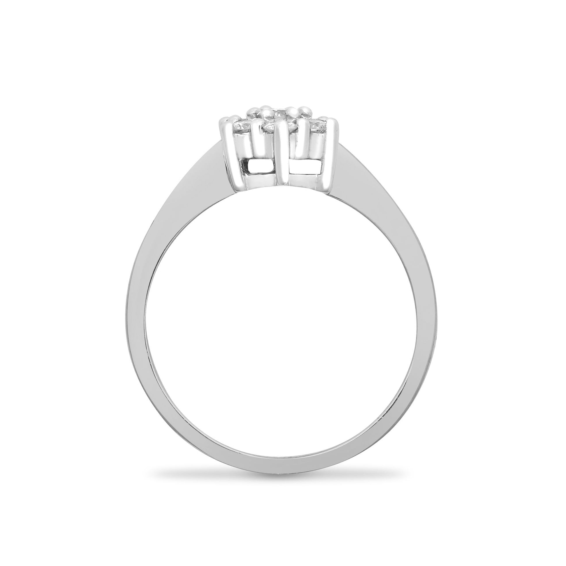 9ct White Gold  0.33ct Diamond 7 Stone Daisy Cluster Ring 9mm - 9R644