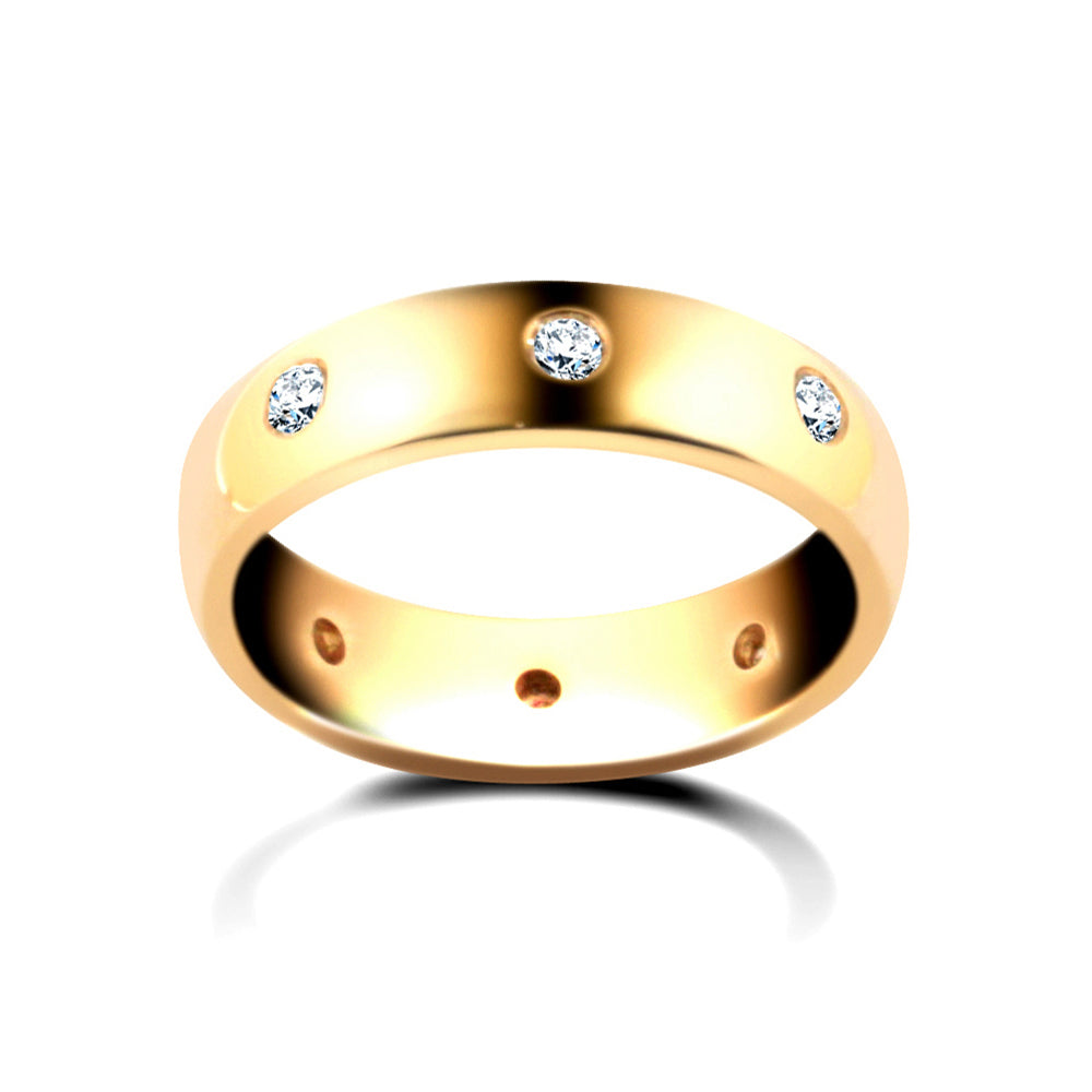 9ct Gold  3mm Court Diamond set 16pts Eternity Wedding Ring - 9W005-3