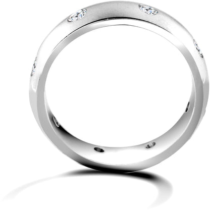 9ct White Gold  4mm Court Diamond set 24pts Eternity Wedding Ring - 9W006-4