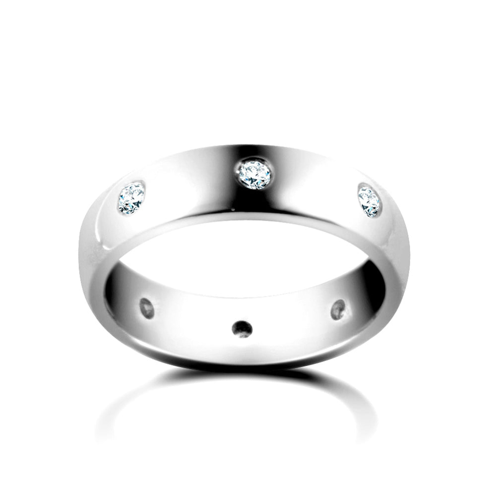 9ct White Gold  3mm Court Diamond set 16pts Eternity Wedding Ring - 9W006-3