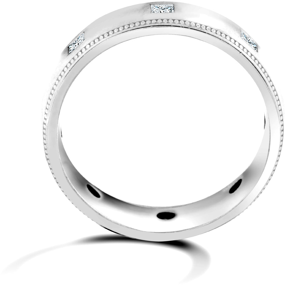 9ct White Gold  4mm Court Diamond 40pt Eternity Wedding Ring - 9W022-4