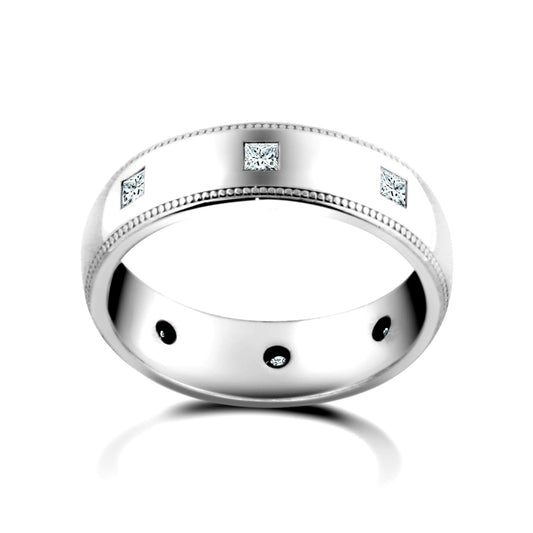 9ct White Gold  6mm Court Diamond 40pt Eternity Wedding Ring - 9W022-6