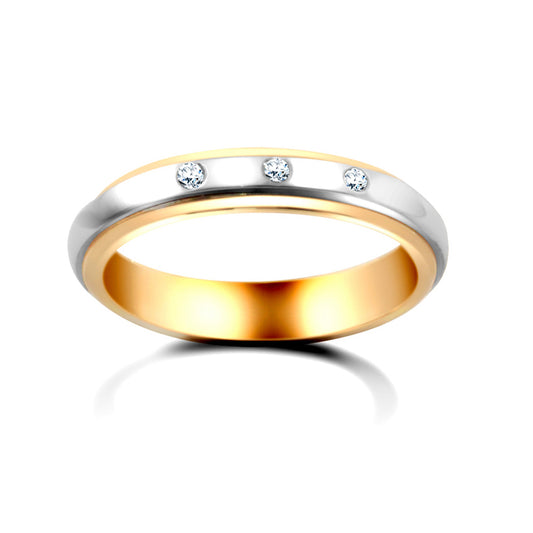 9ct 2-Colour Gold  4mm Flat Diamond 6pt Eternity Wedding Ring - 9W036-4