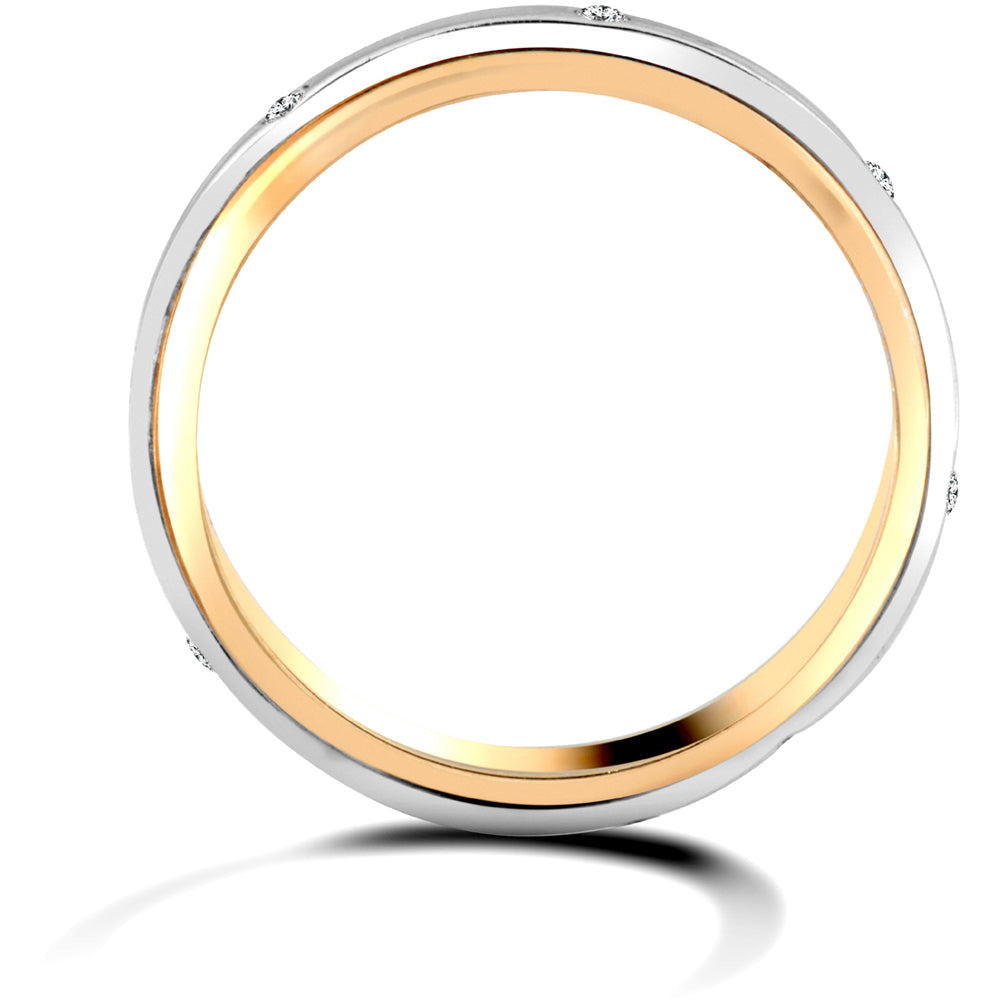 9ct 2-Colour Gold  4mm Flat Diamond 16pt Eternity Wedding Ring - 9W037-4