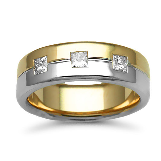 9ct 2-Colour Gold  7mm Flat Court Diamond 45pt Wedding Ring - 9W053-7